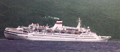 Mikhail Lermontov sinking at Port Gore in 1986