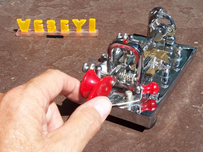Right-handed Vibroplex bug used with left hand