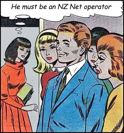 Cartoon of woman thinking handsome man must be an NZ Net operator