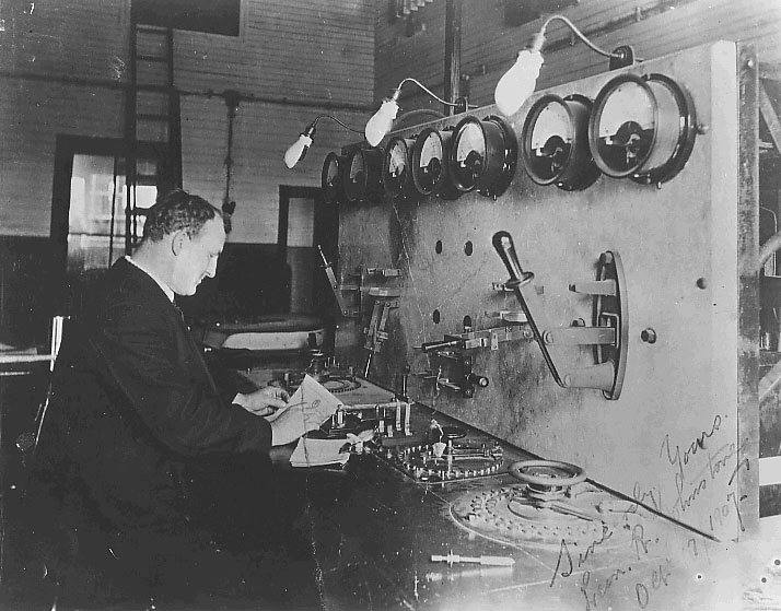 Operator LR Johnstone at Glace Bay Marconi Station on opening day, 1907