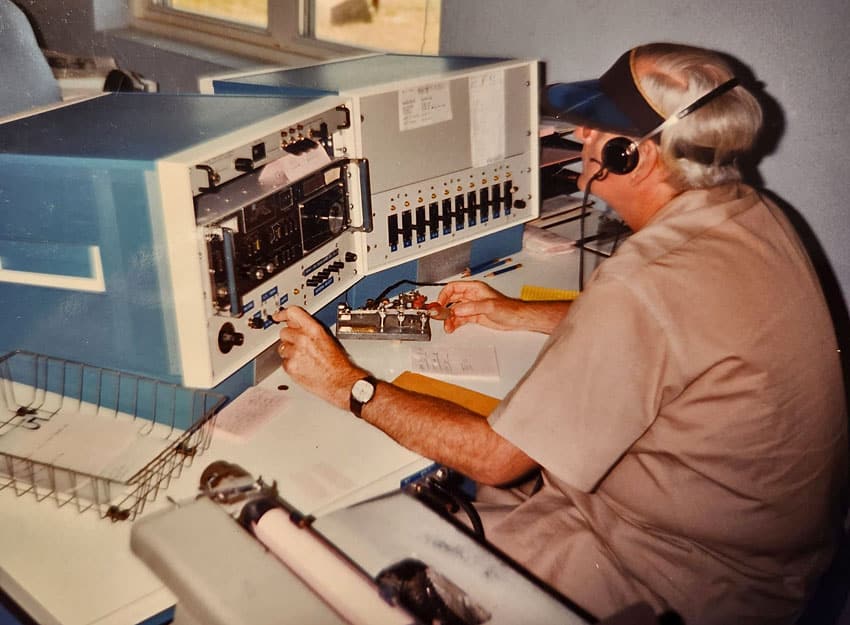 An operator using a bug at WSL in 1982