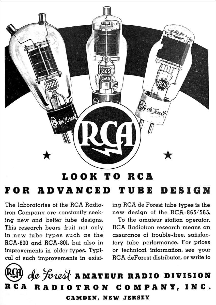 1935 advertisement for RCA amateur radio valves